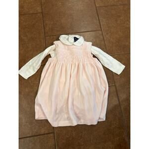 Ralph Lauren baby girls pink smocked velour dress 12-18 months